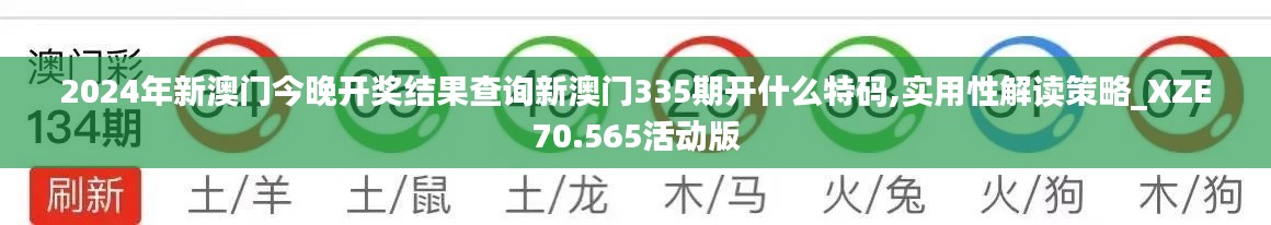 2024年新澳门今晚开奖结果查询新澳门335期开什么特码,实用性解读策略_XZE70.565活动版