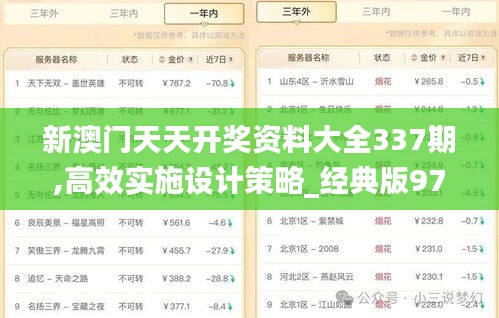 新澳门天天开奖资料大全337期,高效实施设计策略_经典版97.960-8