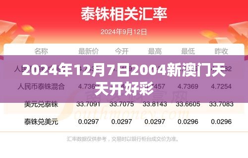 2024年12月7日2004新澳门天天开好彩