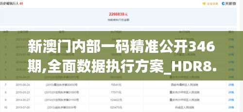 新澳门内部一码精准公开346期,全面数据执行方案_HDR8.985