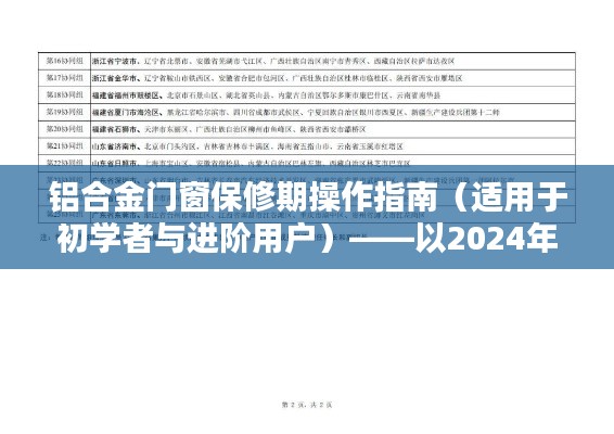 铝合金门窗保修期操作指南，初学者与进阶用户必读（以2024年为例）