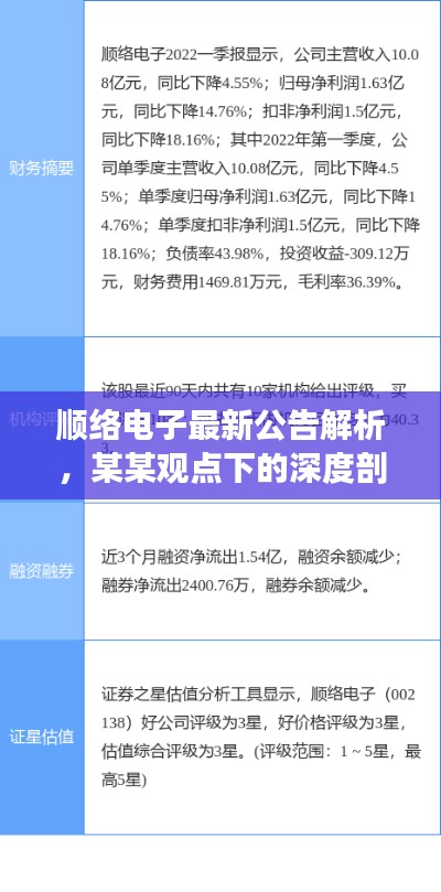 顺络电子最新公告深度解析，某某观点下的探讨与剖析
