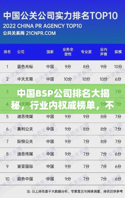 中国BSP公司排名大揭秘，行业内权威榜单，不容错过！