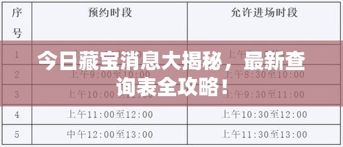 今日藏宝消息大揭秘，最新查询表全攻略！