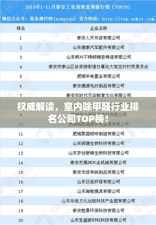 权威解读，室内除甲醛行业排名公司TOP榜！