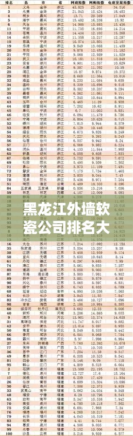 黑龙江外墙软瓷公司排名大揭秘，哪家公司独占鳌头？