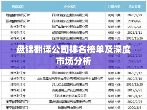 盘锦翻译公司排名榜单及深度市场分析