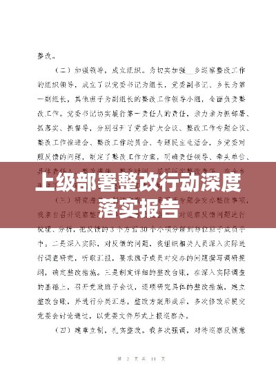上级部署整改行动深度落实报告