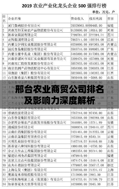 邢台农业商贸公司排名及影响力深度解析