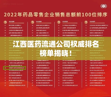 江西医药流通公司权威排名榜单揭晓！